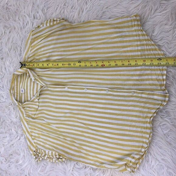 Gap Womens Yellow & White Striped Relaxed Boxy Button Front Shirt Size Large - Picture 5 of 10